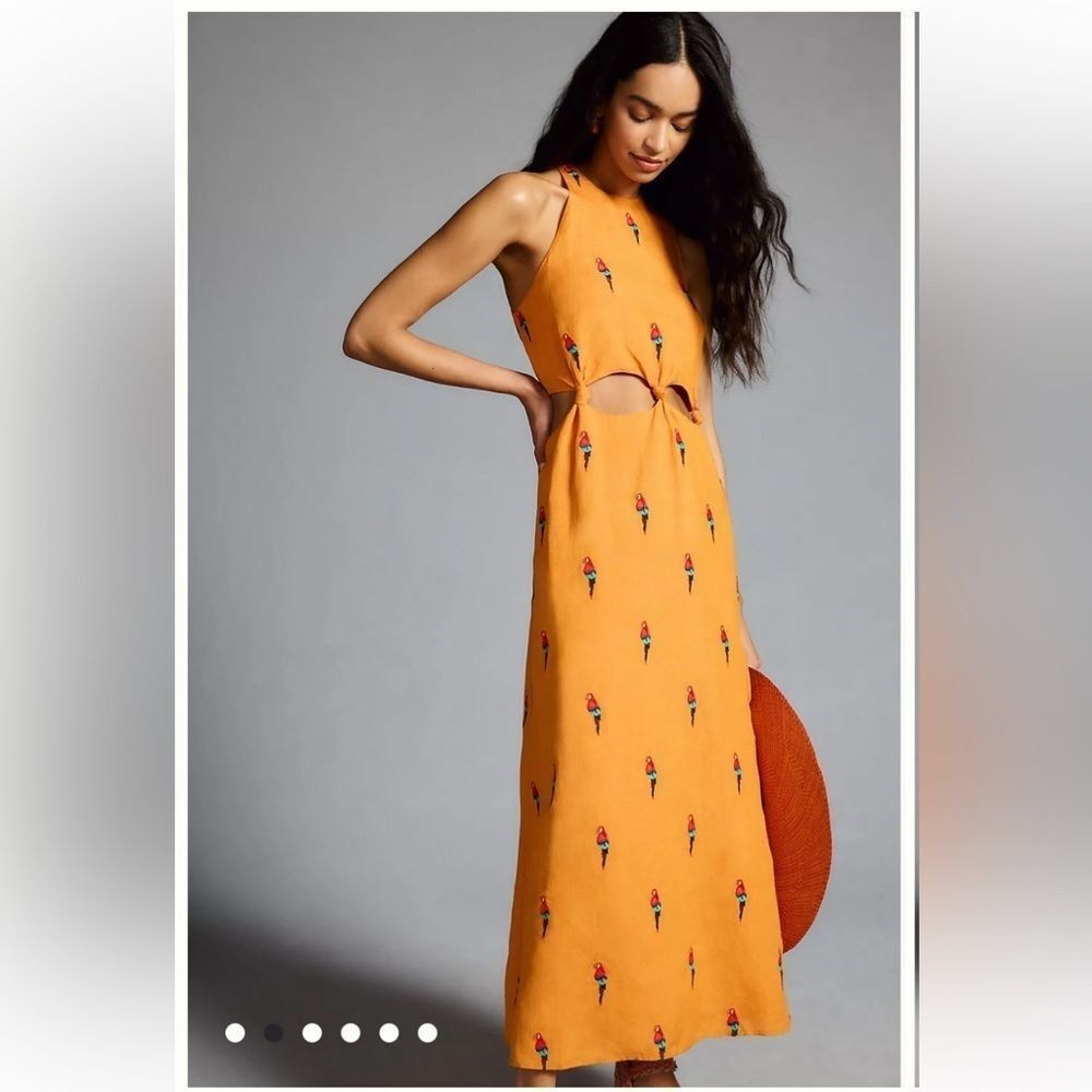 Farm Rio Parrot Halter Maxi Dress Small